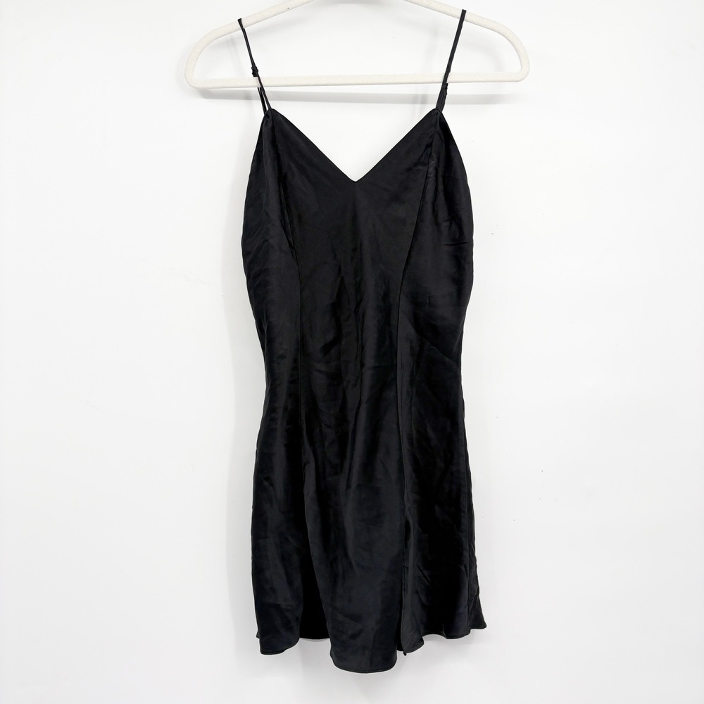 Victorias Secret Womens Black 100% Silk Y2K Minimalist LBD Slip Dress Size M